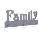 vægophængt knagerække FAMILY 74 x 29,5 cm grå