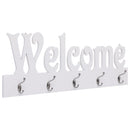 vægophængt knagerække WELCOME 74 x 29,5 cm hvid