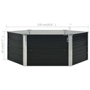 hævet plantekasse 129x129x45 cm galvaniseret stål antracitgrå