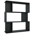 bogreol/rumdeler 80x24x96 cm konstrueret træ sort