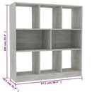 bogreol 97,5x29,5x100 cm konstrueret træ betongrå