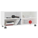 tv-bord med hjul 90x35x35 cm konstrueret træ hvid