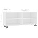 tv-bord med hjul 90x35x35 cm konstrueret træ hvid