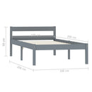 sengestel massivt fyrretræ 100 x 200 cm grå