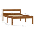 sengestel 100x200 cm massivt fyrretræ honningbrun