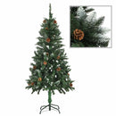 kunstigt juletræ med grankogler og hvidt glitter 150 cm