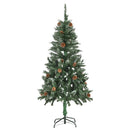 kunstigt juletræ med grankogler og hvidt glitter 150 cm