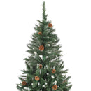 kunstigt juletræ med grankogler og hvidt glitter 150 cm