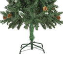 kunstigt juletræ med grankogler og hvidt glitter 150 cm