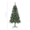 kunstigt juletræ med grankogler og hvidt glitter 150 cm