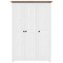 klædeskab med 3 låger 118 x 50 x 171,5 cm fyrretræ hvid Panama