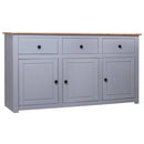 skænk Panama-serien 135x40x80 cm massivt fyrretræ grå