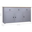 skænk Panama-serien 135x40x80 cm massivt fyrretræ grå