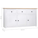 skænk Panama-serien 135x40x80 cm massivt fyrretræ hvid