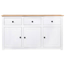 skænk Panama-serien 135x40x80 cm massivt fyrretræ hvid