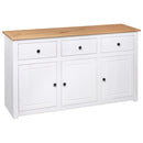 skænk Panama-serien 135x40x80 cm massivt fyrretræ hvid