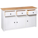 skænk Panama-serien 135x40x80 cm massivt fyrretræ hvid