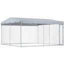 udendørs hundeløbegård med tag 382x382x225 cm