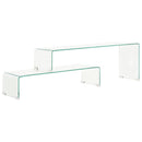sofabordssæt i 2 dele 90 x 30 x 20/110 x 30 x 40 cm hærdet glas
