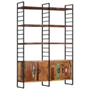 bogreol i 4 niveauer 124x30x180 cm massivt genbrugstræ