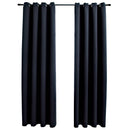 mørklægningsgardiner 2 stk. med metalringe 140 x 175 cm sort