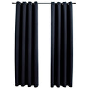 mørklægningsgardiner 2 stk. med metalringe 140 x 245 cm sort