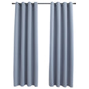 mørklægningsgardiner 2 stk. med metalringe 140 x 175 cm grå