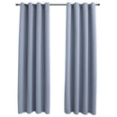 mørklægningsgardiner 2 stk. med metalringe 140 x 225 cm grå