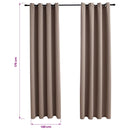 mørklægningsgardiner 2 stk. med metalringe 140 x 175 cm gråbrun
