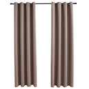 mørklægningsgardiner 2 stk. med metalringe 140 x 225 cm gråbrun