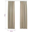 mørklægningsgardiner 2 stk. med kroge 140 x 175 cm beige