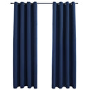 mørklægningsgardiner 2 stk. med metalringe 140 x 175 cm blå