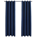 mørklægningsgardiner 2 stk. med metalringe 140 x 225 cm blå