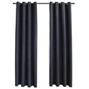 mørklægningsgardiner 2 stk. metalringe 140 x 245 cm antracitgrå