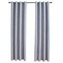 mørklægningsgardiner 2 stk. med metalringe 140 x 225 cm grå