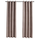 mørklægningsgardiner 2 stk. med metalringe 140 x 225 cm gråbrun