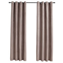 mørklægningsgardiner 2 stk. med metalringe 140 x 245 cm gråbrun