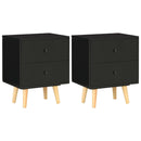 sengeskabe 2 stk. 40 x 30 x 50 cm massivt fyrretræ sort