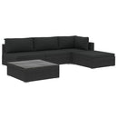haveloungesæt 5 dele med hynder polyrattan sort