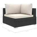 haveloungesæt 9 dele med hynder polyrattan sort