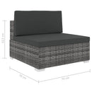 midtersæde til sofa 1 stk. med hynder polyrattan grå