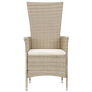 udendørs spisebordssæt 9 dele med hynder polyrattan beige