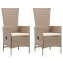 udendørsstole 2 stk. med hynder polyrattan beige