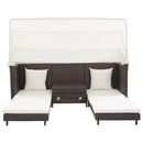 udvidelig 3 personers sovesofa med tag polyrattan brun