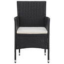 udendørs spisebordssæt 5 dele polyrattan og glas sort