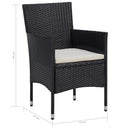 udendørs spisebordssæt 5 dele polyrattan og glas sort