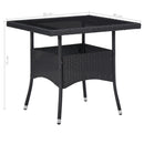 udendørs spisebordssæt 5 dele polyrattan og glas sort