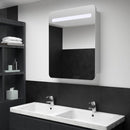 badeværelsesskab med spejl + LED-lys 60x11x80 cm