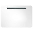 badeværelsesskab med spejl + LED-lys 80x9,5x55 cm