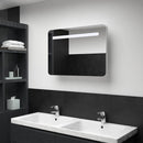 badeværelsesskab med spejl + LED-lys 80x9,5x55 cm
